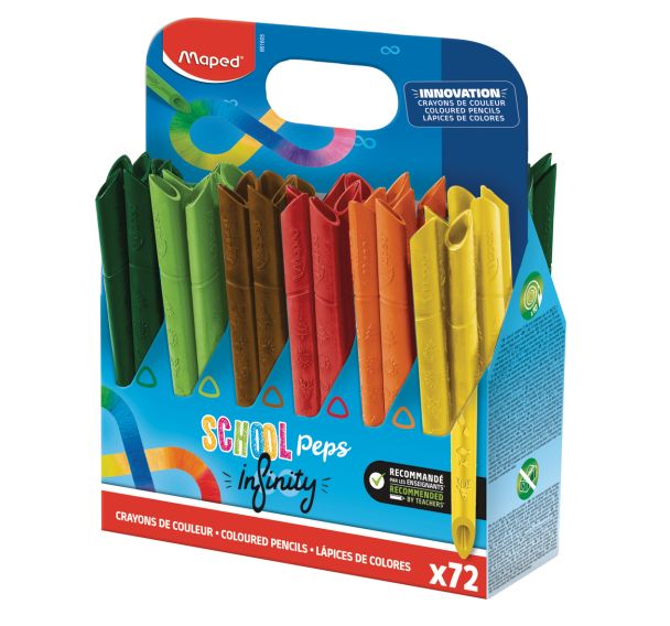 Schoolpack 72 crayons de couleurs SCHOOL'PEPS INFINITY