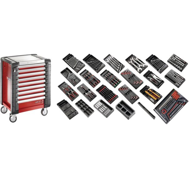 Sélection tous métiers 230 outils - servante 9 tiroirs