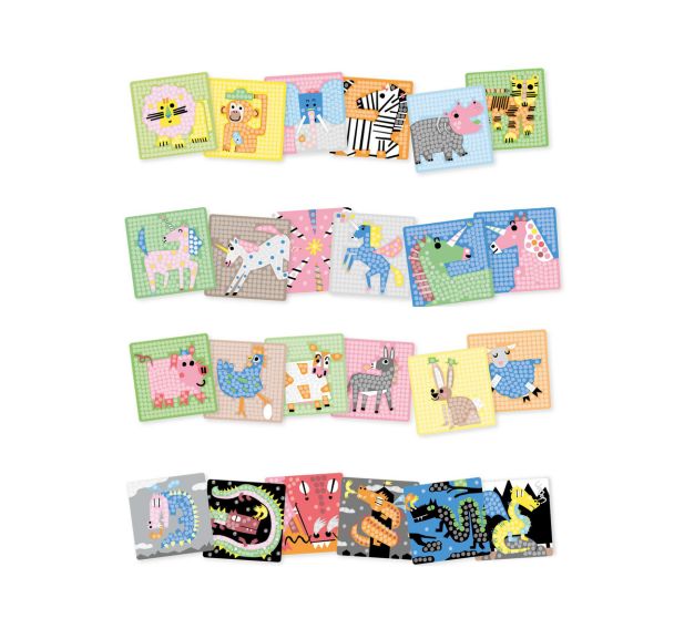 Set 24 cartes mosaïque PlayMais 18x18 cm thème animaux