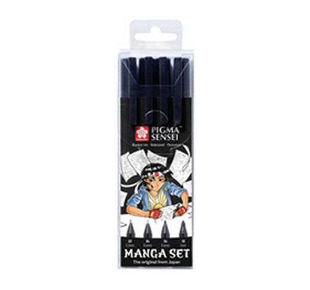 Set de 6 Kit Manga PIGMA SENSEI, étui de 4, noir