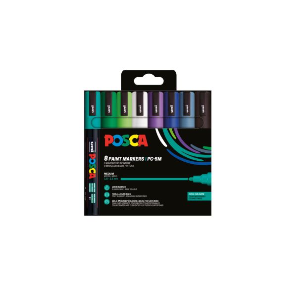 Set de 8 marqueurs pointe moyenne POSCA couleurs froides