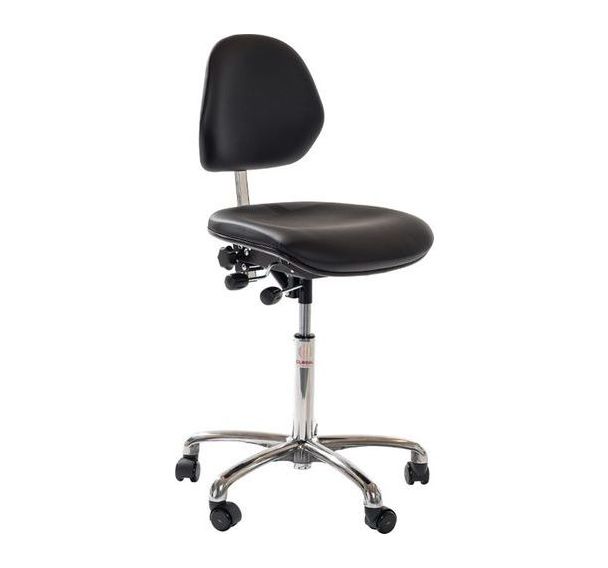 Siège ESD, vérin à gaz-bas, ESD imitation cuir noir