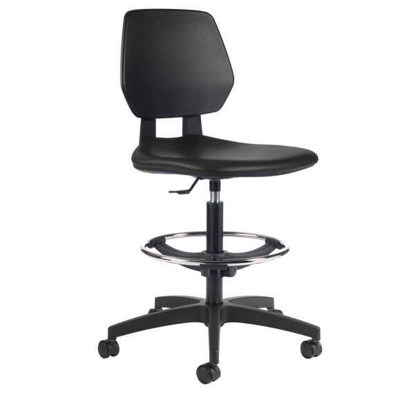 Siège haut sur roulettes Tyka assise tissu enduit repose pied - GGI