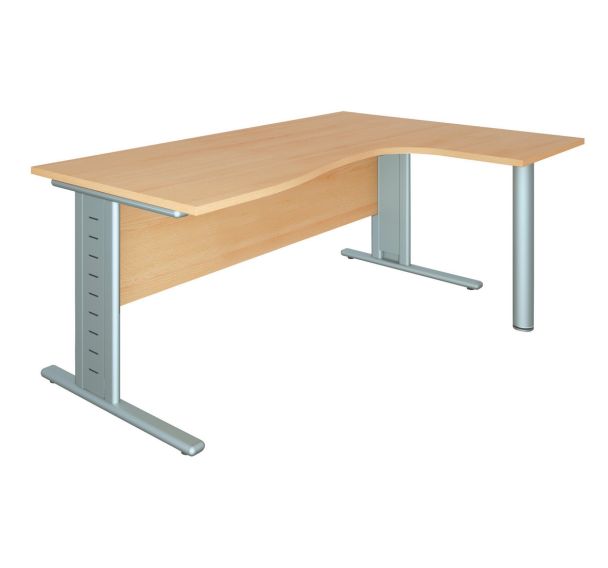 Silver bur compact ret droite L160xP120 hetre /alu + pied