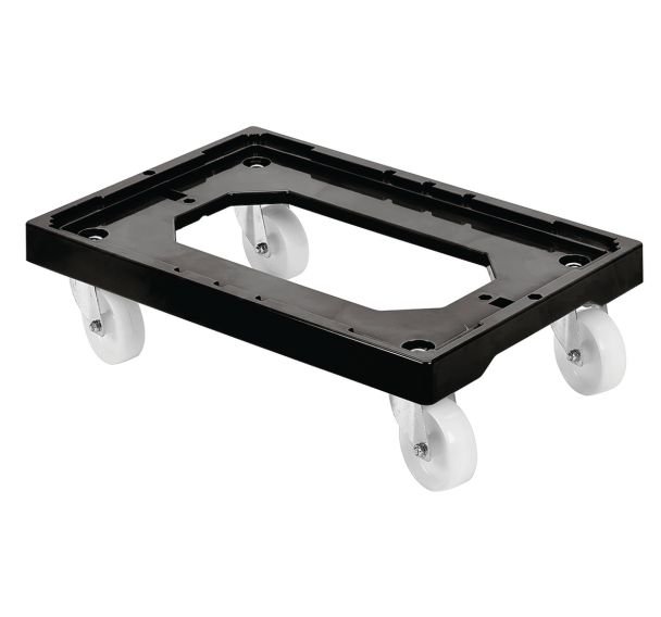 Socle rouleur 4 roues pivotantes - chape acier - noir