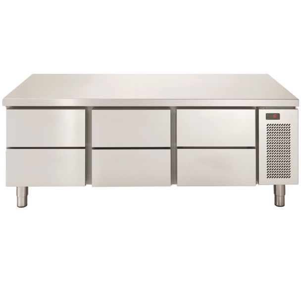 Soubassement réfrigéré GN1/1 positif 6 tiroirs dessus inox LINEAR SNACK+