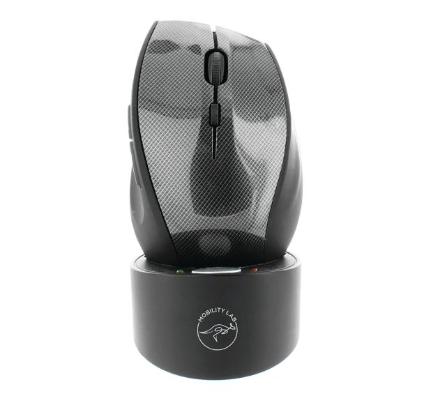 Souris sans fil carbone avec socle de recharge - Mobility Lab