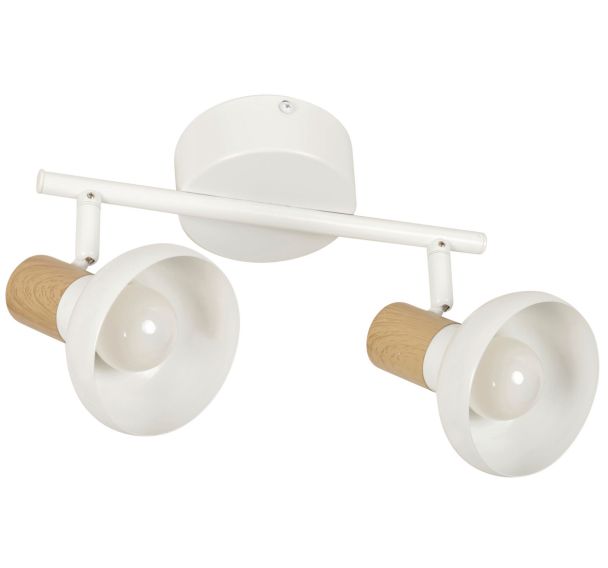 Spot 2 lumières métal effet bois Alvar blanc - Corep