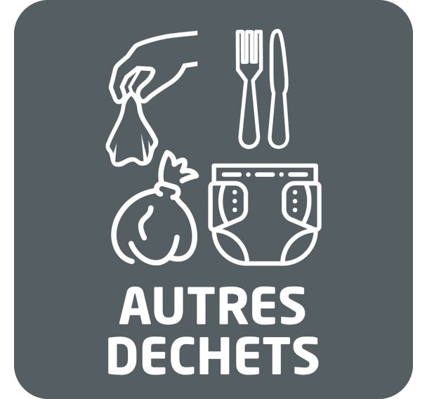 Sticker carré universel autres déchets/gris manganèse