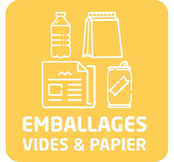 Sticker carré universel emballages vides et papier/jaune