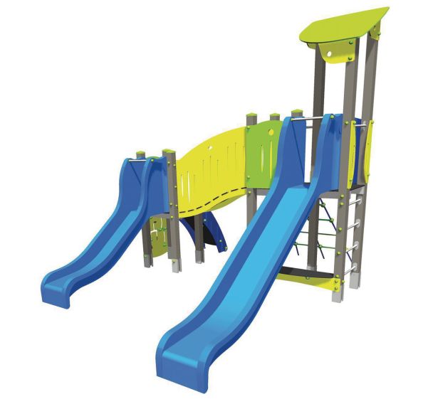 Structure fun glisse 2 tourelles alu - Manutan Expert