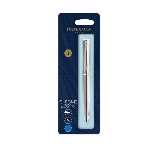 Stylo bille Allure Chrome Métal pointe moyenne bleue