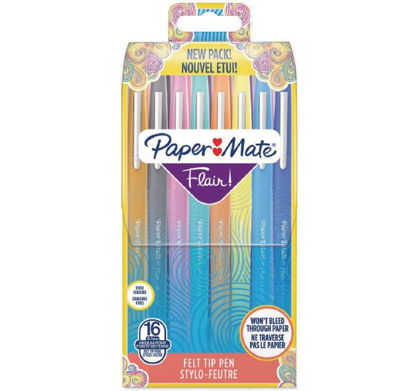 Stylo feutre Flair Original - Pochette de 16 - Papermate