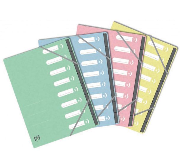 TRIEUR OXFORD TOP FILE+ A4 AGRAFE 8 POSITIONS ASSORTIS PASTEL