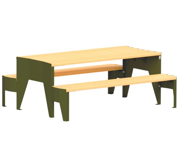 Table-bancs ECO A - 1,90 m robinier/acier - Tolerie Forezienne