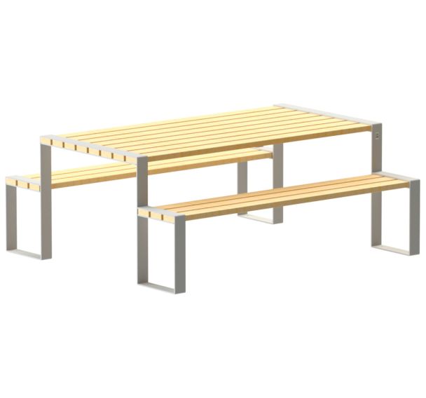 Table-bancs Forézien 1,90 m robinier/acier - Tolerie Forezienne