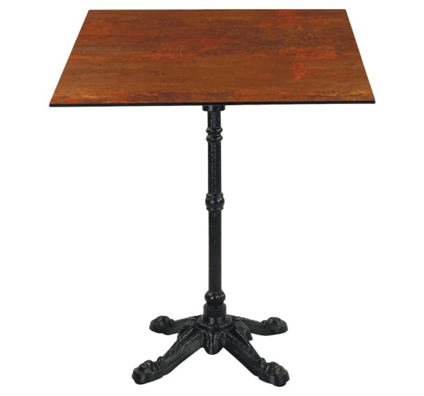 Table CALGARY 70 x 70 cm HPL piètement Trady 4 fonte noir - Proloisirs