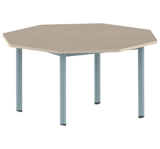 Table Carélie octogonale Ø 120 cm mobile 4 pieds stratifié - Mobidecor
