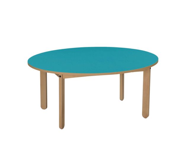 Table Lili ovale, plateau couleur, piétement bois hêtre