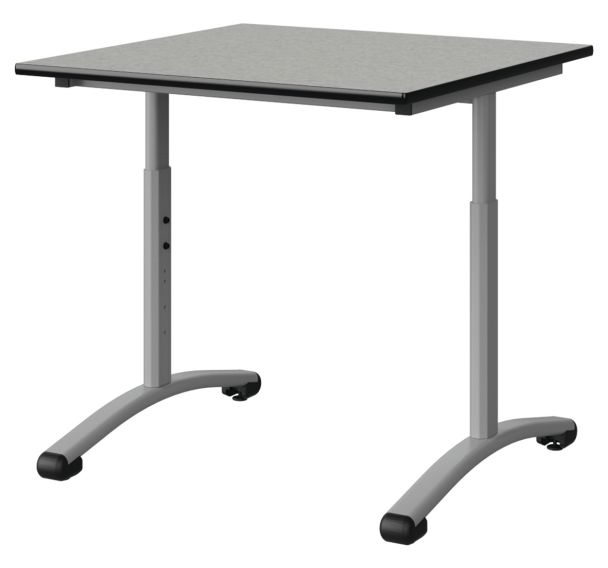 Table Malibu 80x80cm régl. T3 à T6 - DL stra isoson surm gris 1400/noir - gris