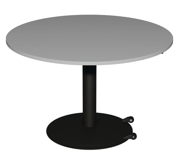 Table Mano mobile hauteur réglable Ø120 cm - stratifié ABS gris perle/noir sablé