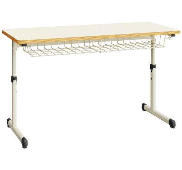 Table Quar double 130x55 cm réglable beige/gris-Mirplay School