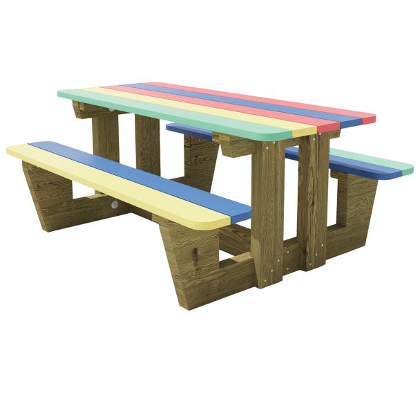 Table TUDY enfant pin CLIV plateau assises multicolor - Mobextan