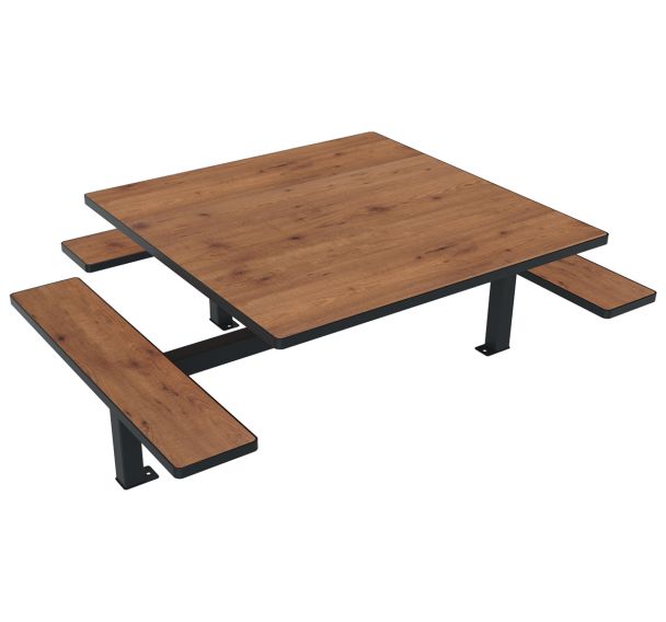 Table bancs ORPIN PMR carrée monobloc bois/métal - Buton Design