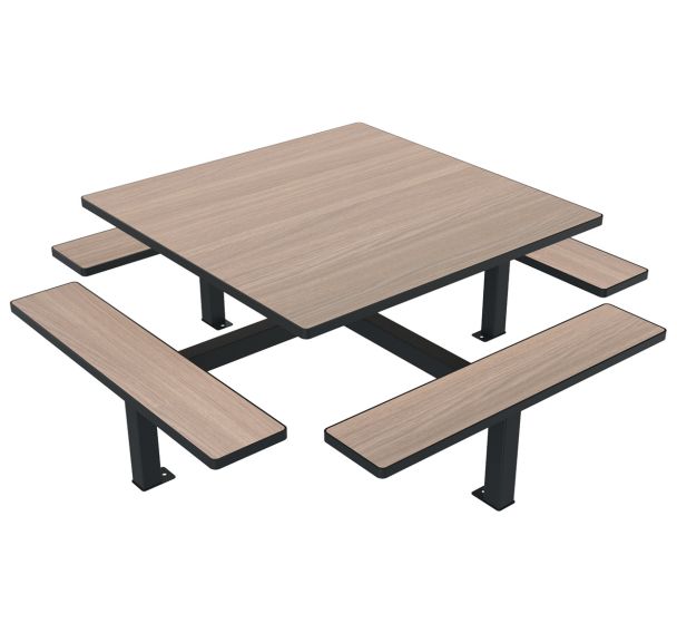 Table bancs ORPIN carrée monobloc bois/métal - Buton Design