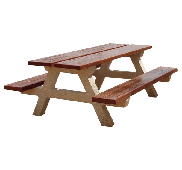 Table bancs RUBUS 2 m béton aspect bois/gravillons lavés