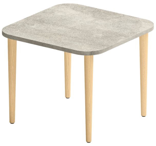 Table basse carrée Melbourne pieds bois - Quadrifoglio