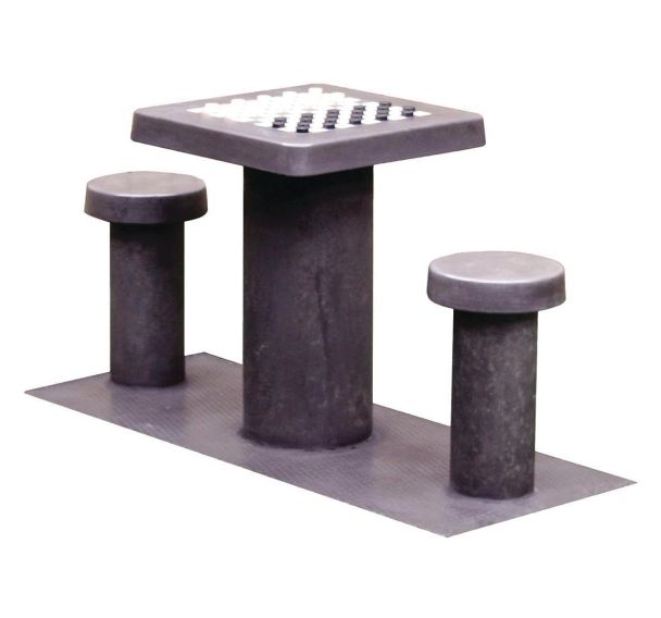 Table jeu dames tabourets 2 personnes béton
