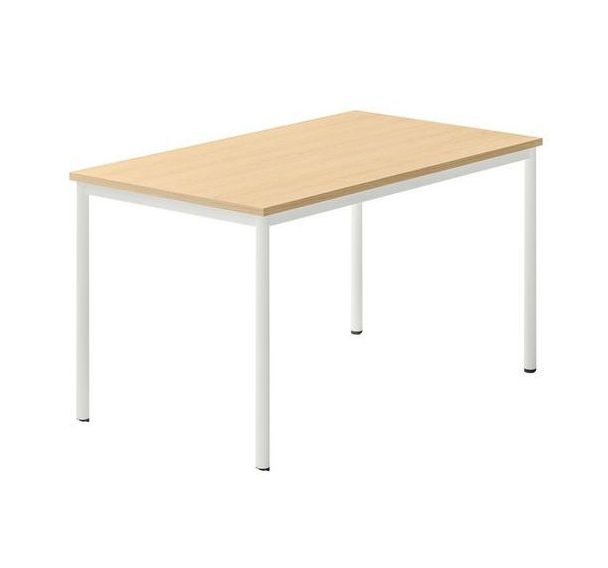 Table de réunion mobile plateau chêne/pied blanc - Quadrifoglio