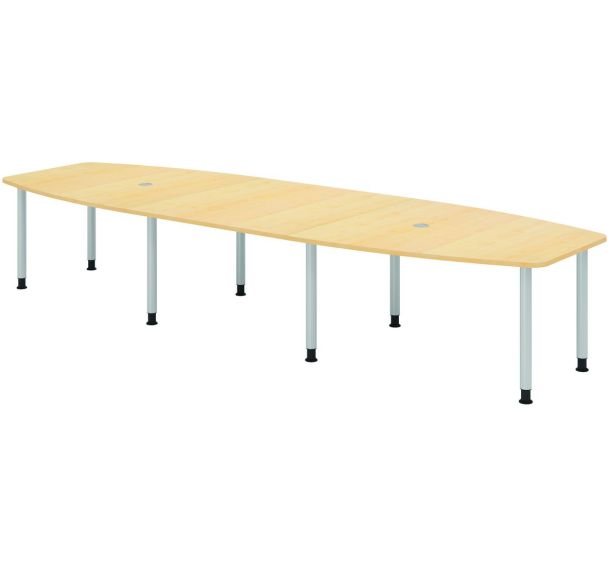 Table de réunion tonneau - 8 pieds argent - 400x130cm - Hammerbacher
