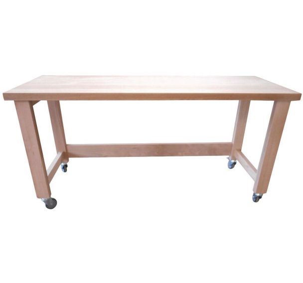 Table travail bois sur roulettes - Etablis Francois