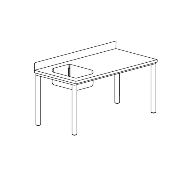 Table du chef gamme 600, bac à gauche- TC1BG126/1