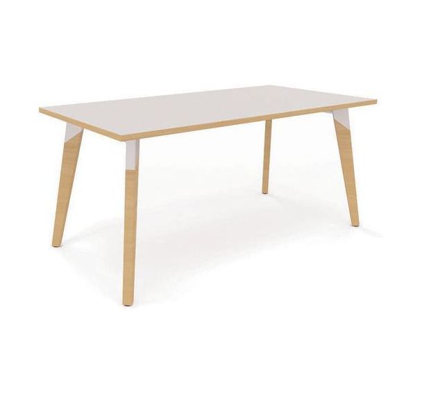Table en plateau stratifié 160x80 cm H73,5cm blanc/blanc