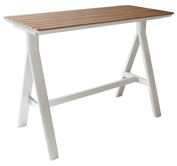 Table haute Leather 150 cm teck/alu - Proloisirs