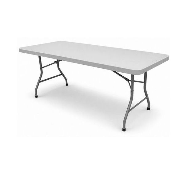 Table pliante reconditionnée - 183 x 76 cm - grise