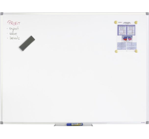 Tableau blanc en métal prélaqué magnétique et effaçable à sec.