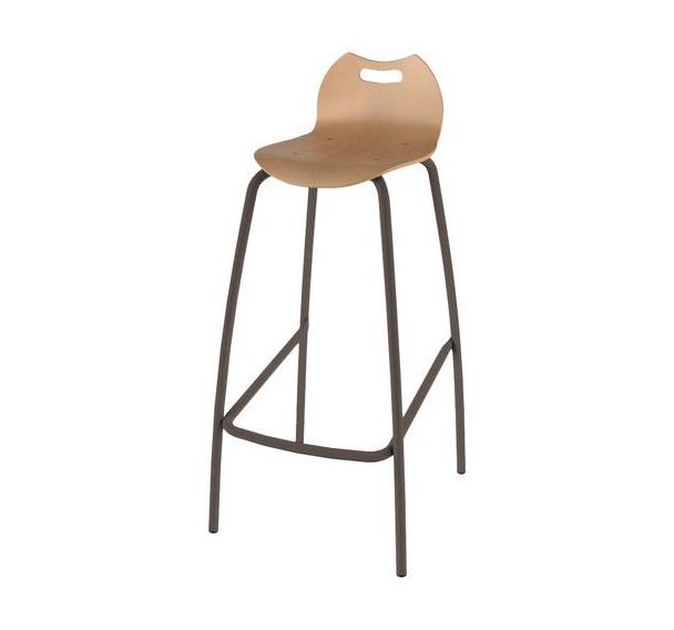 Tabouret 4 pieds hauteur 80 cm coque Bandana bois naturel - Mobidecor