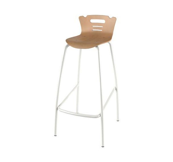 Tabouret 4 pieds hauteur 80 cm coque Coraly bois naturel - Mobidecor