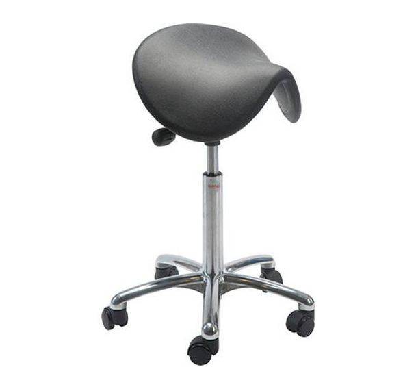 Tabouret Alu50, vérin à gaz-medium, Selle Dalton, noir