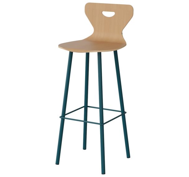 Tabouret Malibu coque hêtre prise main pièt. acier - Manutan Expert