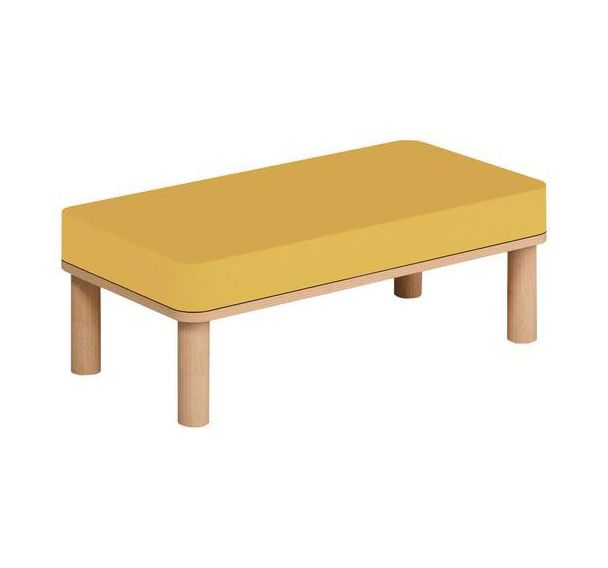 Tabouret Smartipouf assise rectangulaire rembourrée 100x50x35 H jaune G1002