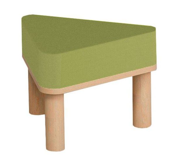 Tabouret Smartipouf assise triangulaire rembourrée 50x45x35 H vert G1003