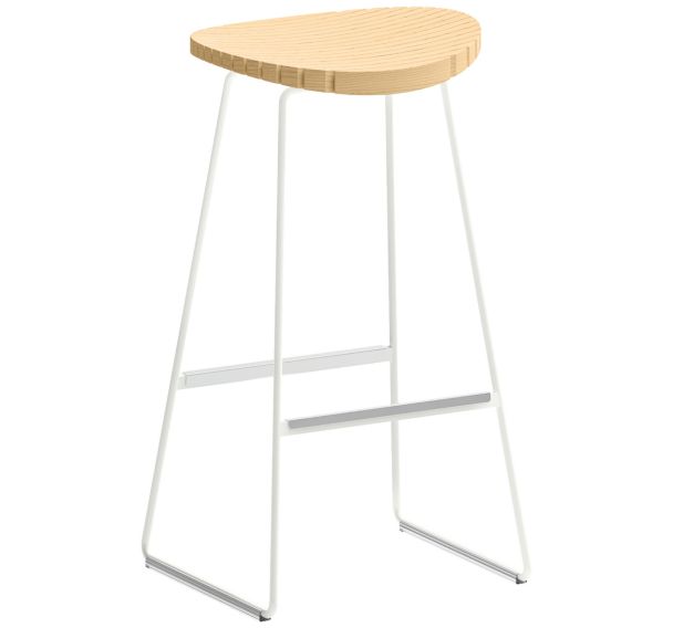 Tabouret haut Clark assise frêne piétement acier - Quadrifoglio