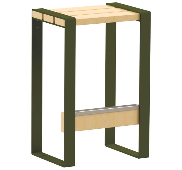 Tabouret haut Forézien robinier/acier - Tolerie Forezienne