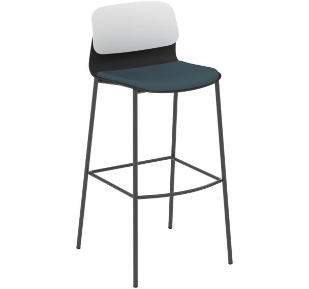 Tabouret haut Klik dos polypro anthracite assise tissu non feu - Sokoa