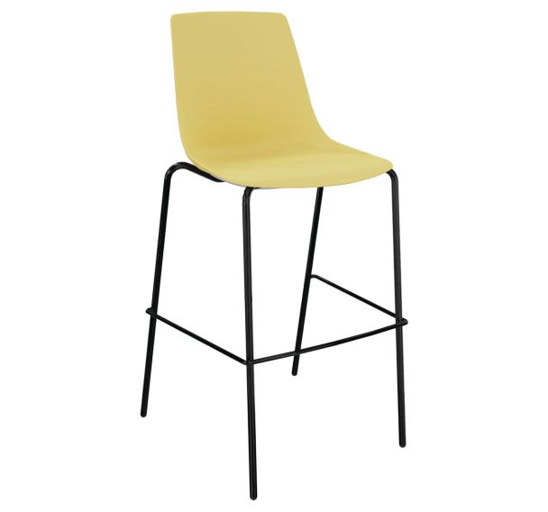 Tabouret haut coque Ara pied métal - Buronomic
